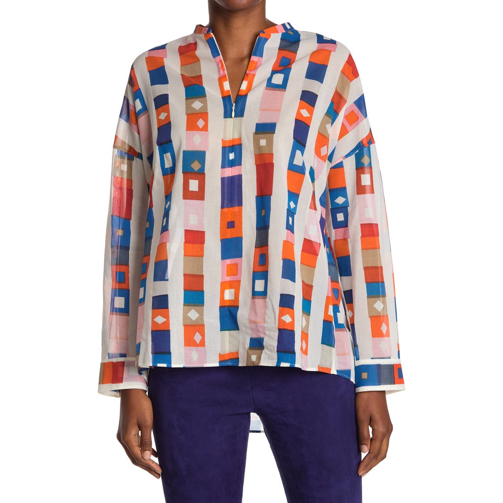 AKRIS AKRIS PRINTED ZIP BLOUSE