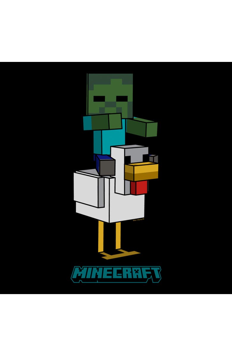 MINECRAFT Boy's Minecraft Chicken Jockey Logo Graphic T-Shirt, Alternate, color, Black