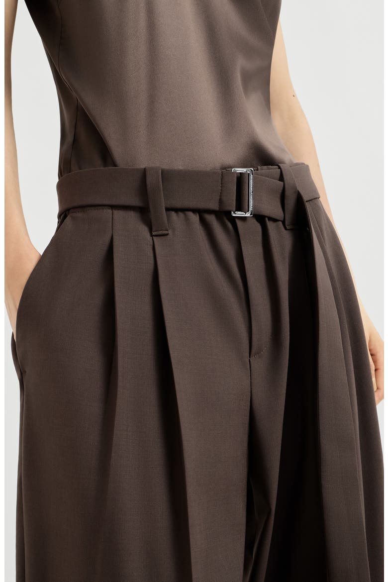 Tropical luxury wool baggy sartorial trousers, Alternate, color, Coffee
