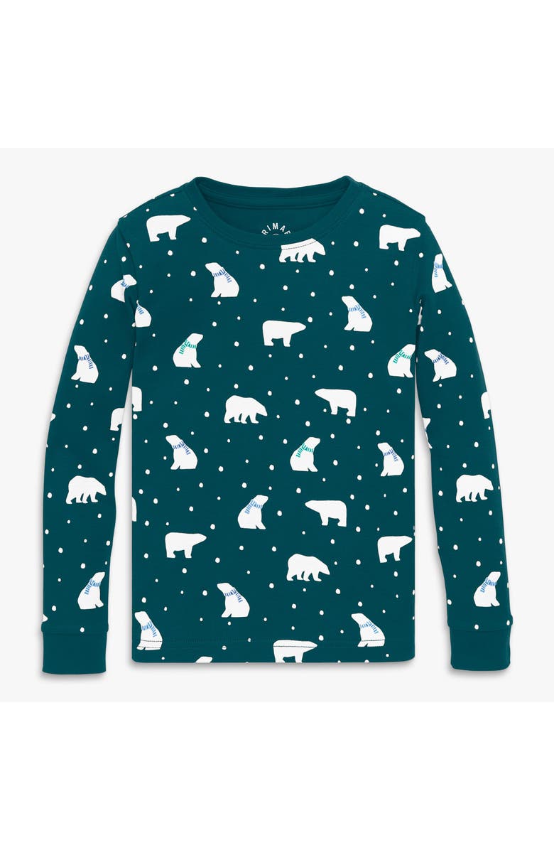 Primary Kids Organic Long Sleeve Pj Top In Holiday Animal Friends, Main, color, Forest Polar Bears