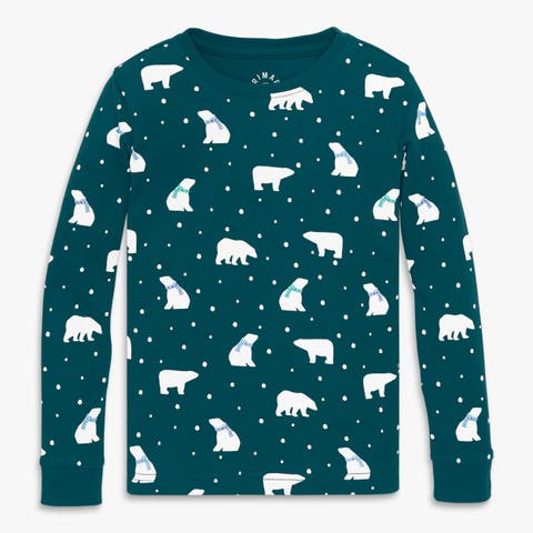 Kids Organic Long Sleeve Pj Top In Holiday Animal Friends (Toddler, Little Kid, Big Kid)