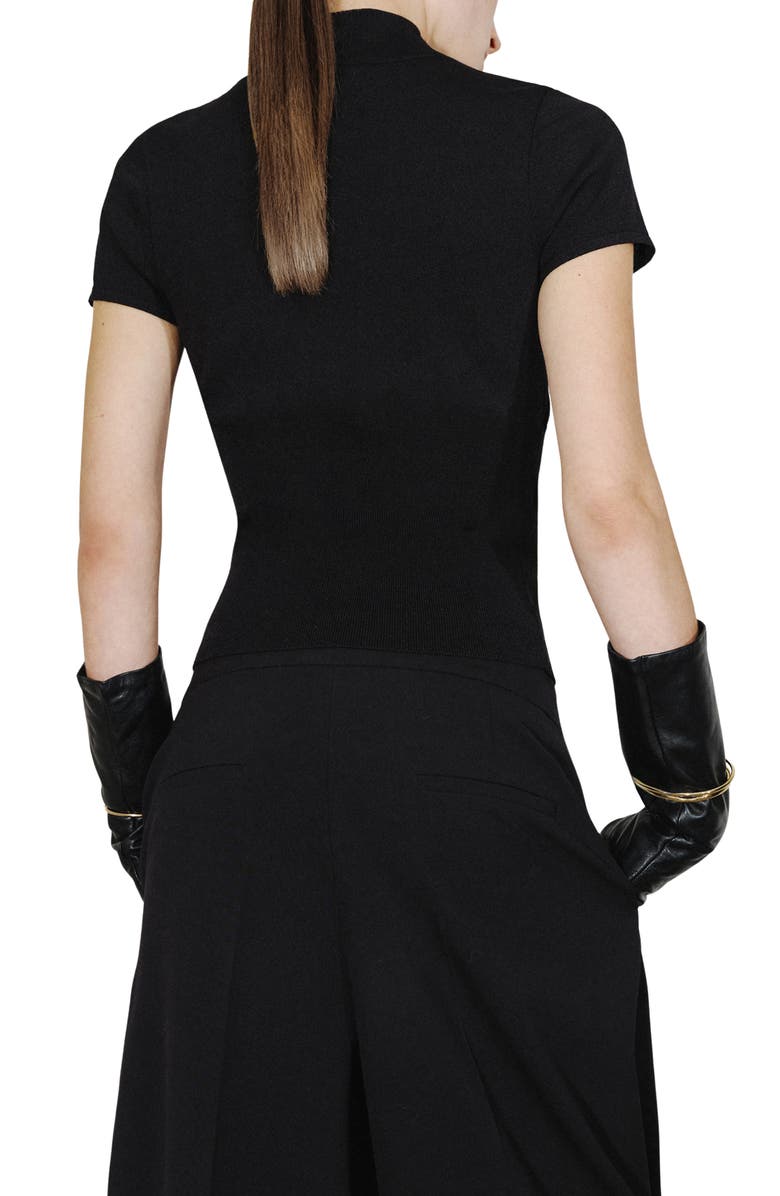 MANGO Mock Neck Cutout Short Sleeve Sweater, Alternate, color, 