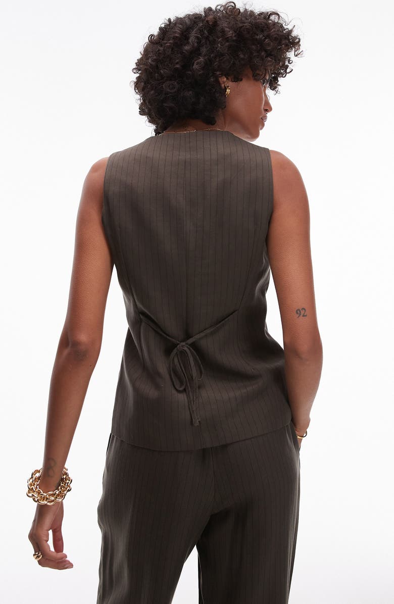 Topshop Tailored Fit Pinstripe Waistcoat, Alternate, color,