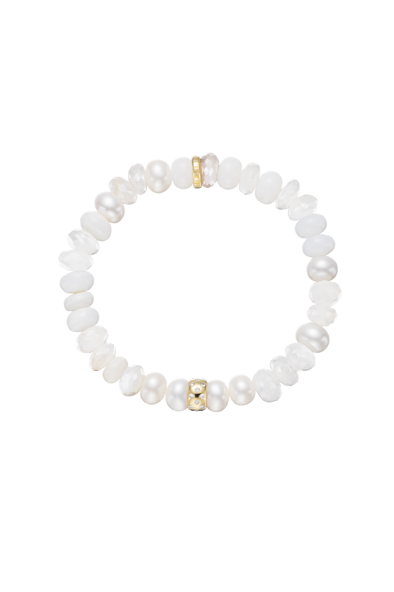 White Mix Bracelet with Scattered Diamond Rondelle, Alternate, color, White Mix / Sterling Silver
