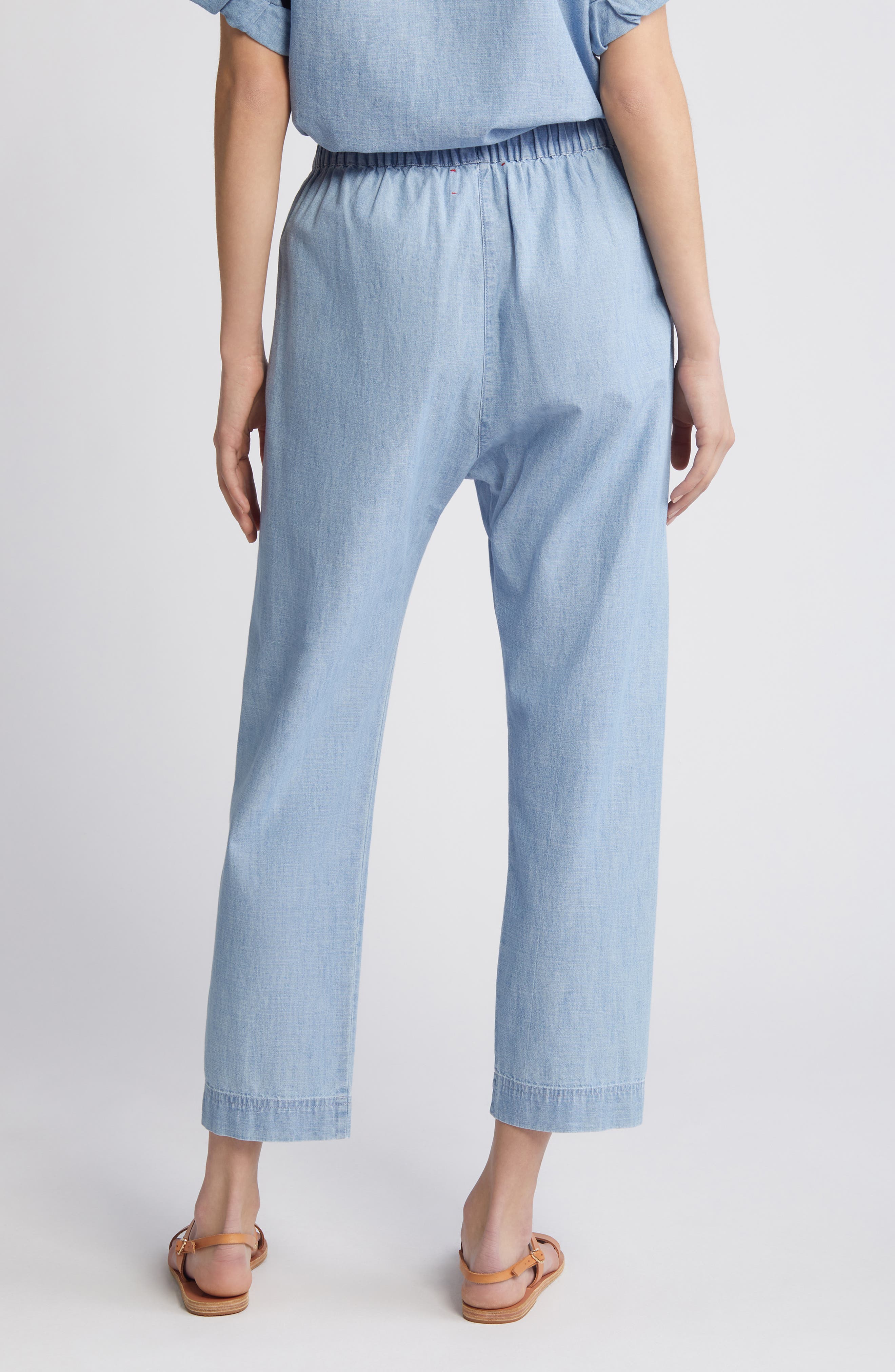 XÍRENA Draper Drawstring Waist Chambray Crop Pants (Women) | Nordstromrack