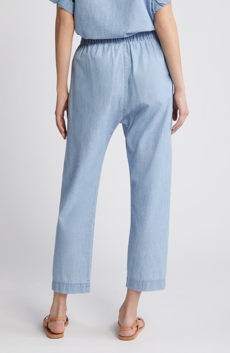 XÍRENA Draper Drawstring Waist Chambray Crop Pants, Alternate, color, 