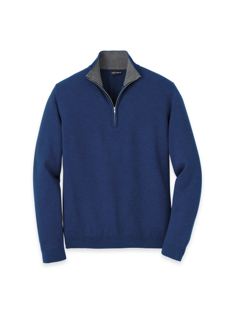 Supima Cotton Quarter Zip Mock Neck Sweater