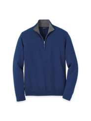 Paul Fredrick Supima Cotton Quarter Zip Mock Neck Sweater