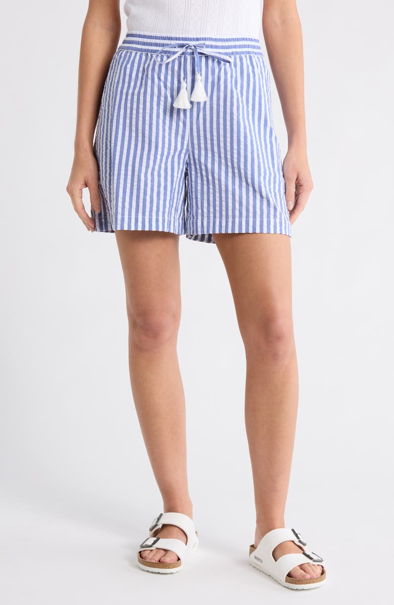 Tommy Bahama Frond Harbor Stripe 5-Inch Shorts, Main, color, Cobalt Haze