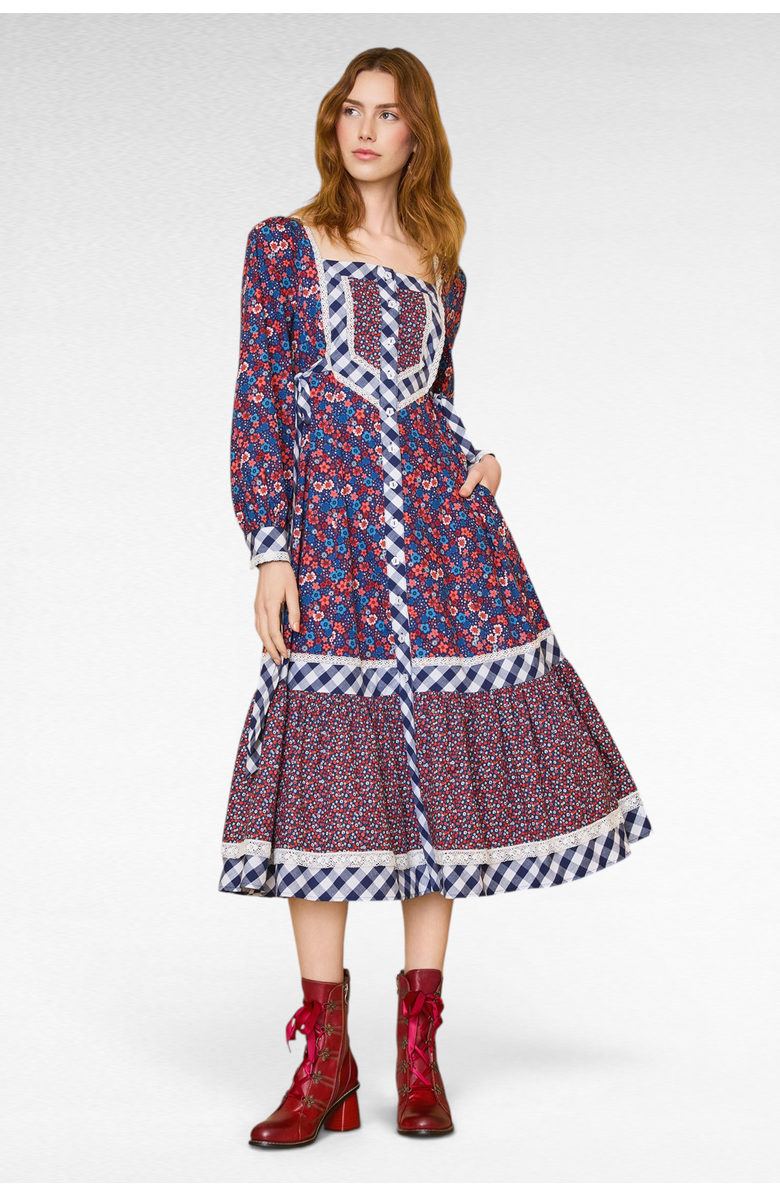 ModCloth Veronica Romantic Cottagecore Midi Dress, ModCloth x Gunne Sax, Main, color, Circe's Crown