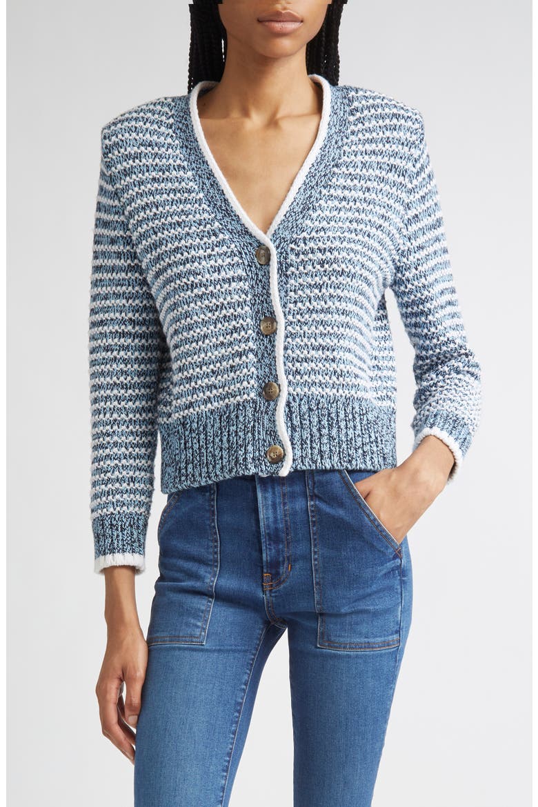 Ansonia Stripe Cotton Cardigan, Main, color, LAKE MIST MULTI