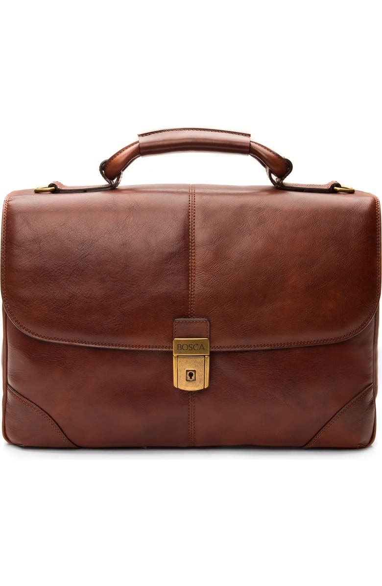 Bosca Leather Briefcase, Main, color,