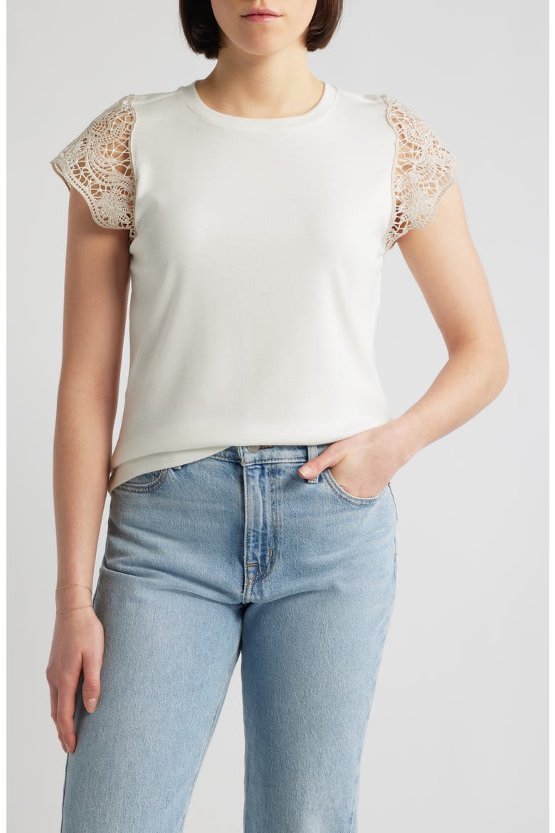 Crochet Knit Top, Main, color, OFF WHITE/ NATURAL