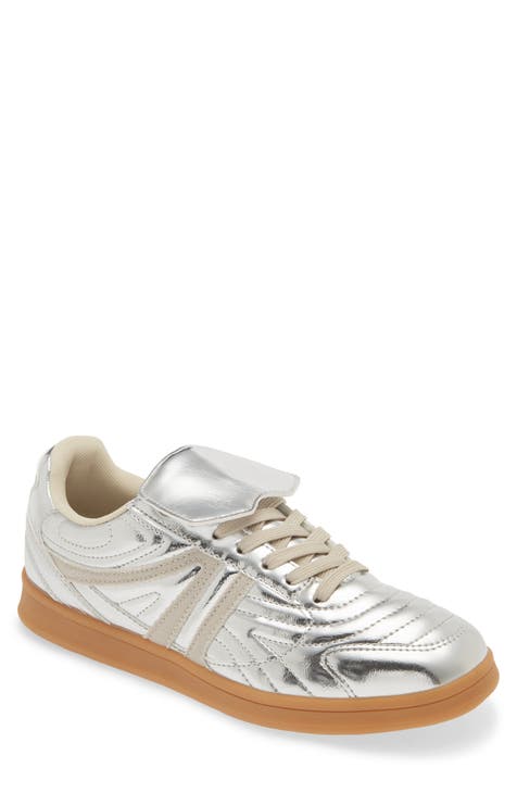 Metallic silver sneakers women's shoes on sale