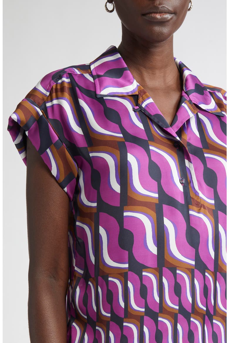 '70s Block Print Dolman Sleeve Satin Top, Alternate, color, DEEP PURPLE/ NAVY MULTI