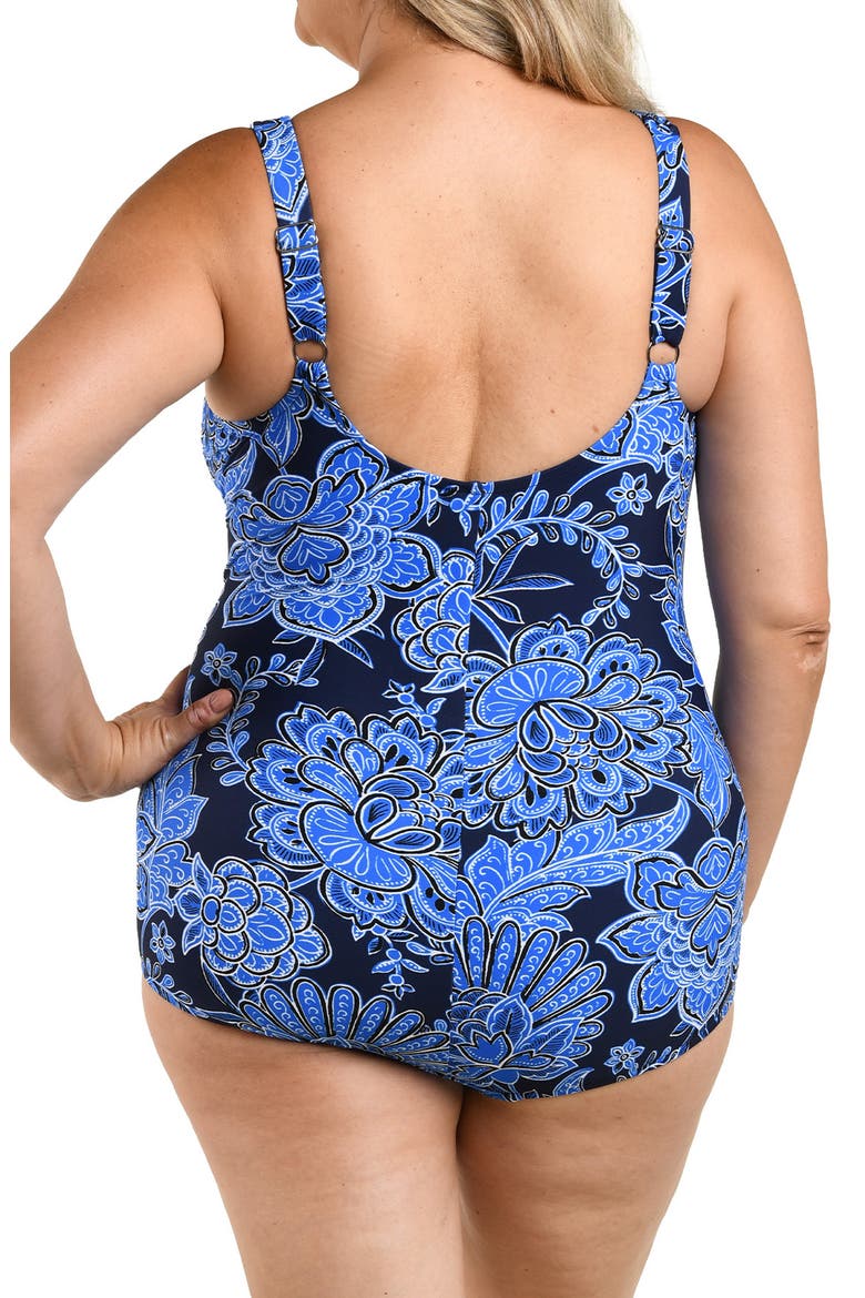 Beyond the Atlantic Full Coverage Ruched One-Piece Swimsuit, Alternate, color, INDIGO