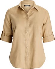 Lauren Ralph Lauren Karrie Tissue Linen Button-Up Shirt