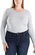 SLINK Jeans Crewneck Long Sleeve Pocket T-Shirt