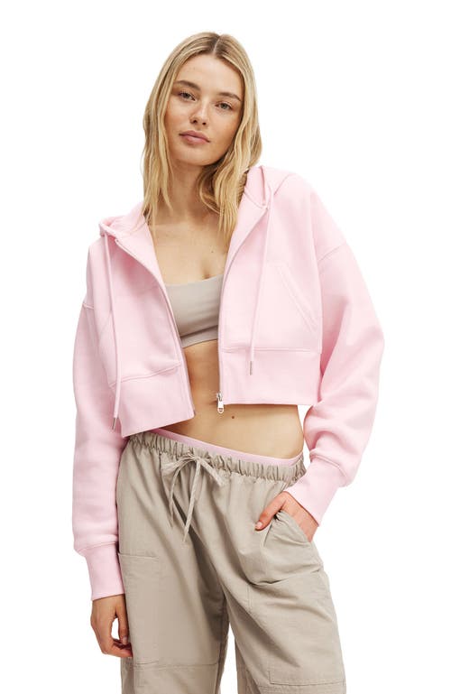 Cotton On Body Active Plush Boxy Cropped Zip Through In Pink
