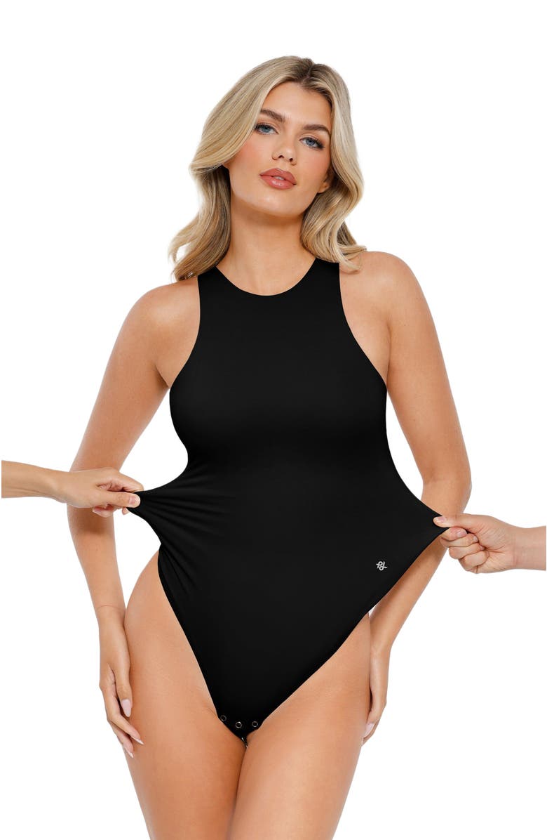 Popilush Cloudsense Shapewear Sleeveless Cutaway Round Neck Bodysuit, Alternate, color, Midnight Black