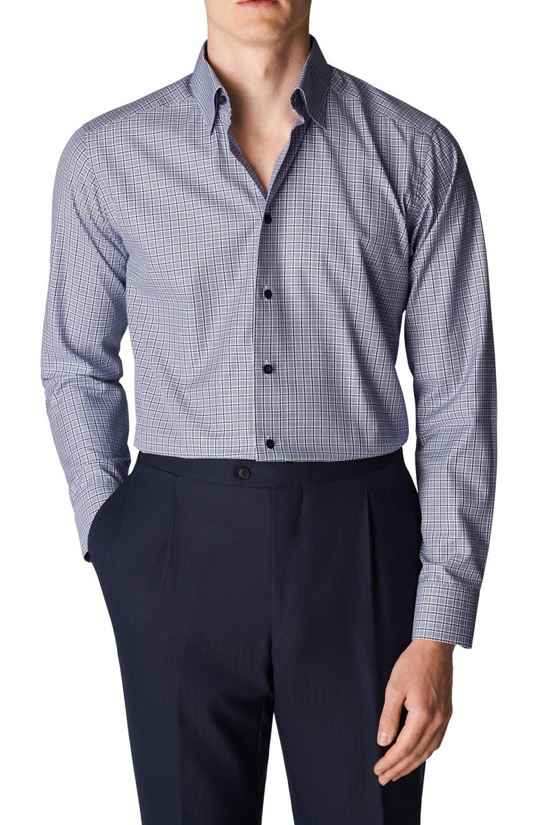 Eton Contemporary Fit Plaid Dress Shirt, Main, color, 
