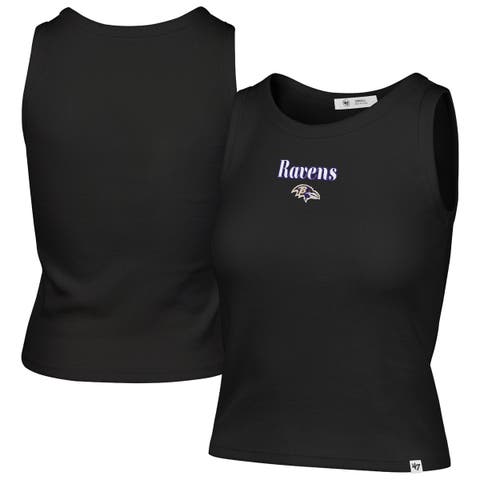 Women's '47  Black Baltimore Ravens Cropped Straight Cut Ribbed Baby Tank Top