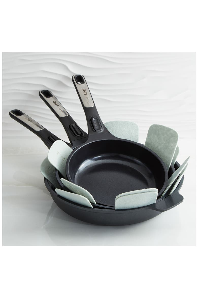Leo Phantom 3-Piece Fry Pan Set, Alternate, color, BLACK