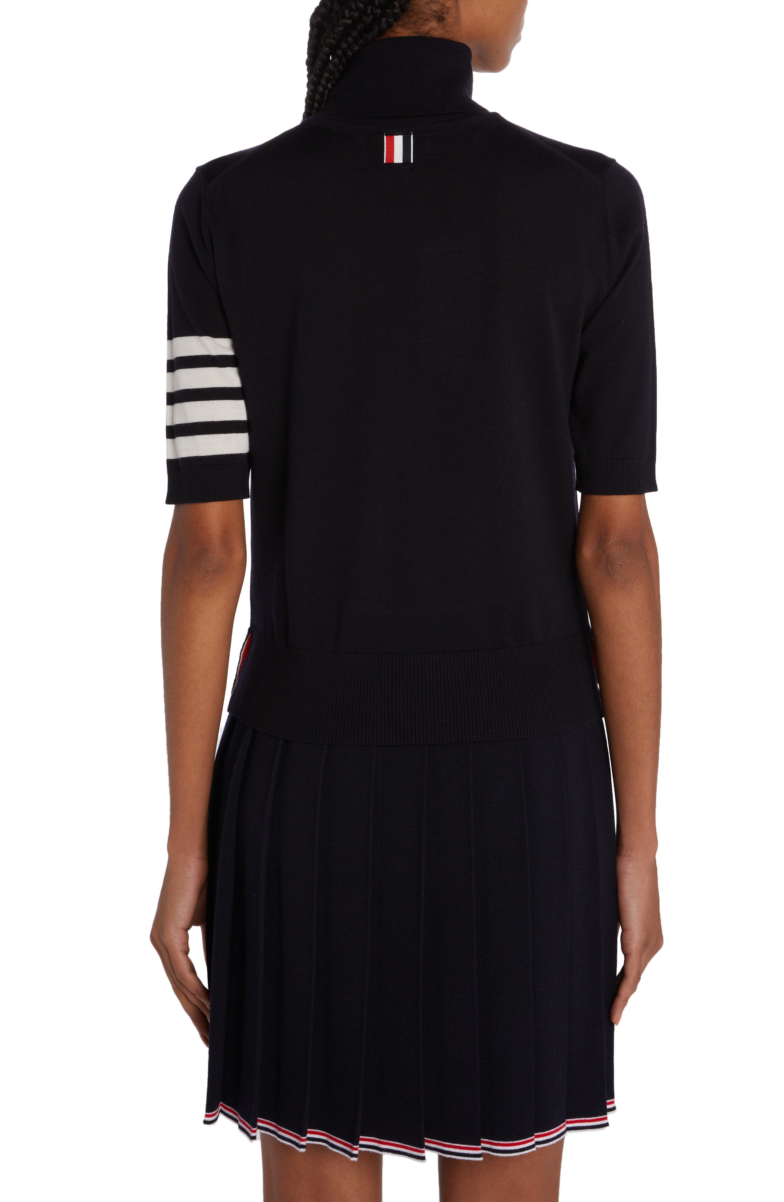 4-Bar Short Sleeve Stretch Merino Wool Turtleneck Sweater - image 2
