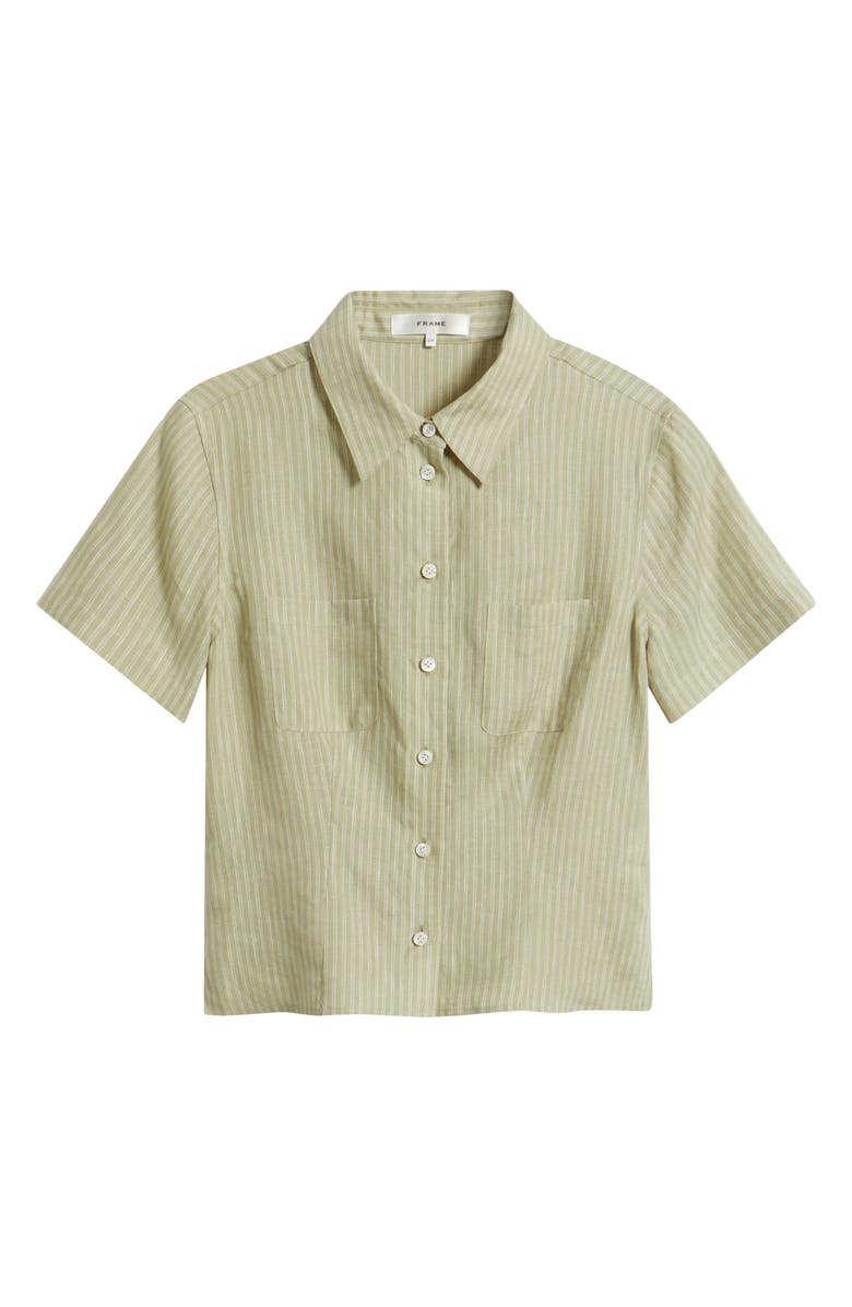 FRAME The Seaside Pinstripe Button-Up Top, Alternate, color, Sage Multi
