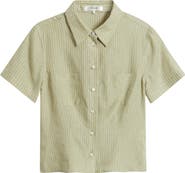 FRAME The Seaside Pinstripe Button-Up Top