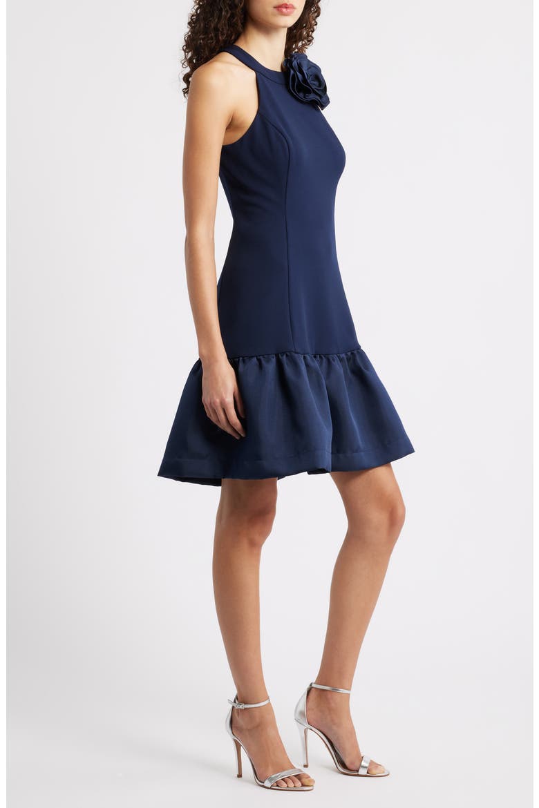 Floral Ruffle Hem Sleeveless Dress, Alternate, color, NAVY