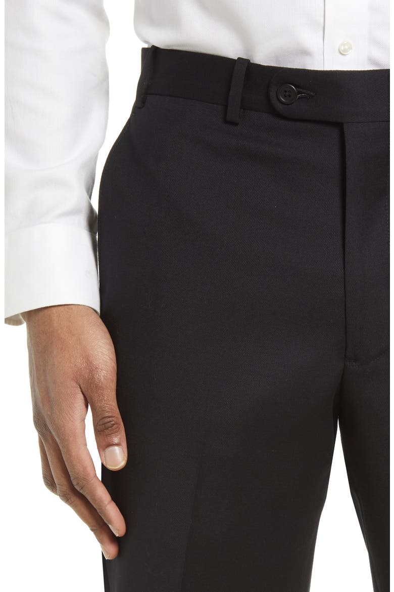 Flat Front Stretch Wool Trousers, Alternate, color, BLACK