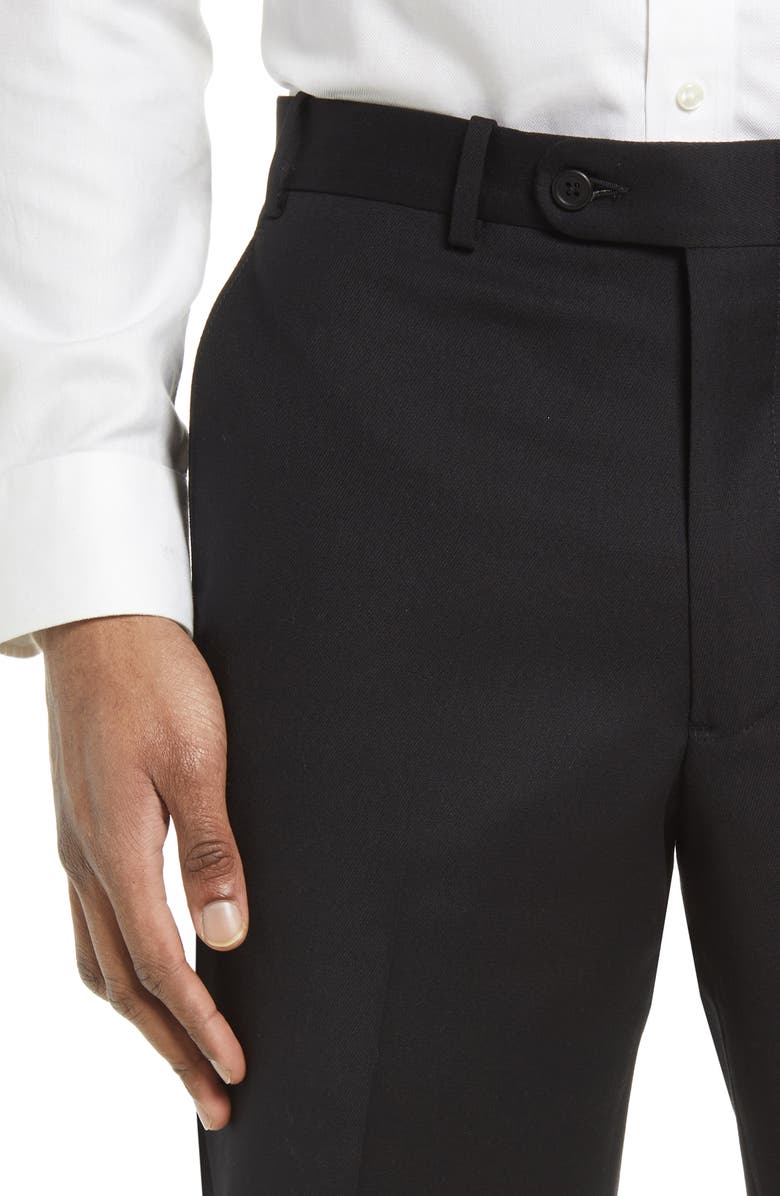 JB Britches Flat Front Stretch Wool Trousers, Alternate, color, Black