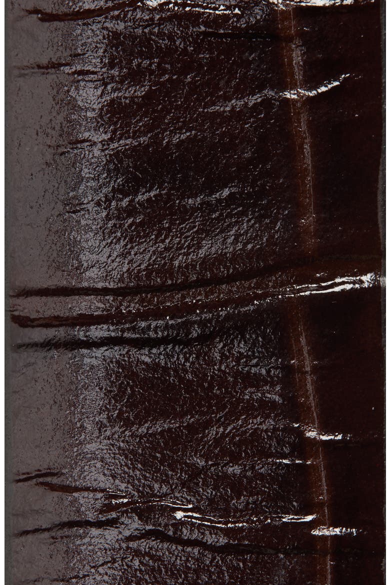 Triple Keeper Croc Embossed Leather Belt, Alternate, color, CHOCOLATE RAISIN