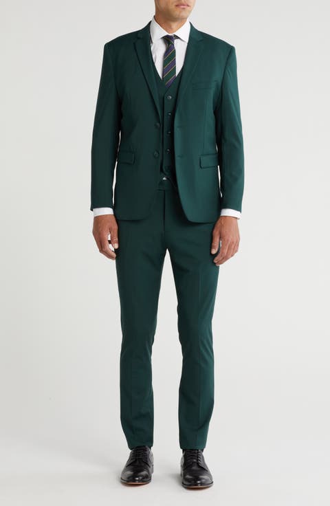 Skinny Fit Solid Stretch Three Piece Suit