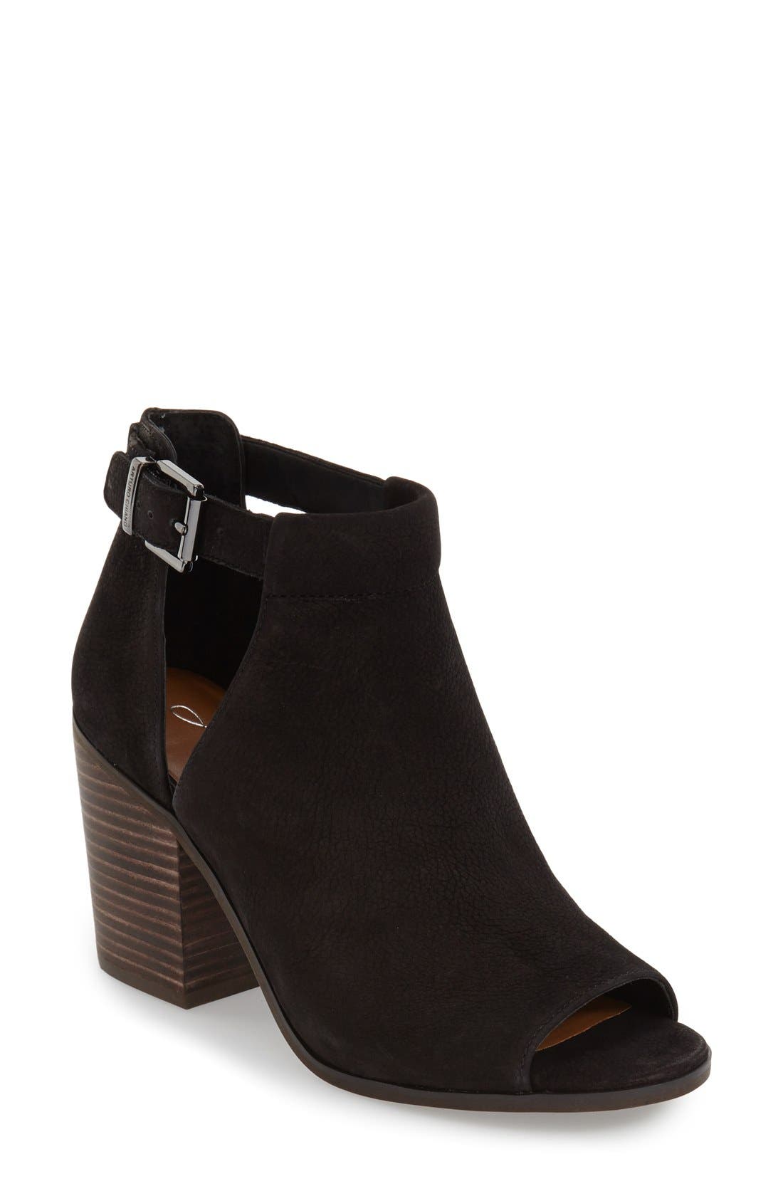 'Cordeliah' Split Shaft Peep Toe Bootie, Main, color, BLACK LEATHER