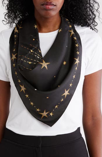 Shop Kurt Geiger London Star Print Silk Square Scarf