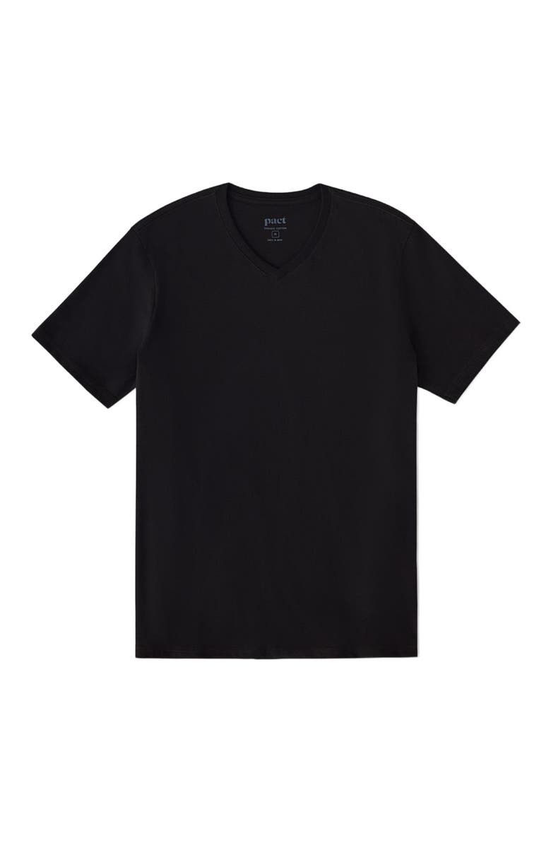 Pact Organic Softspun V-Neck Tee, Alternate, color, Black