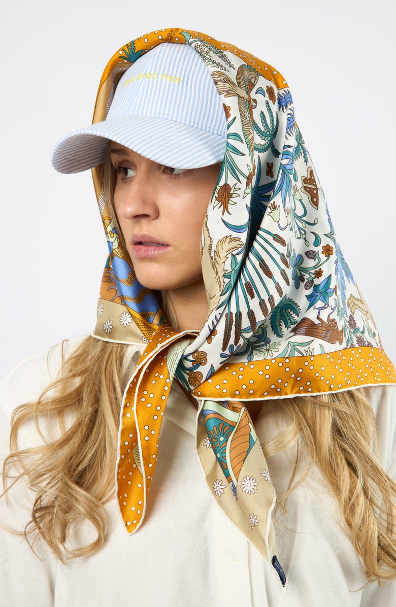 Viens Avec Moi Ball Cap, Alternate, color, Blue Stripe