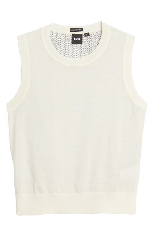 Hugo Boss Boss Flatina Mixed Media Sleeveless Sweater In Soft Cream