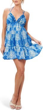 FLYING TOMATO Print Cotton Minidress