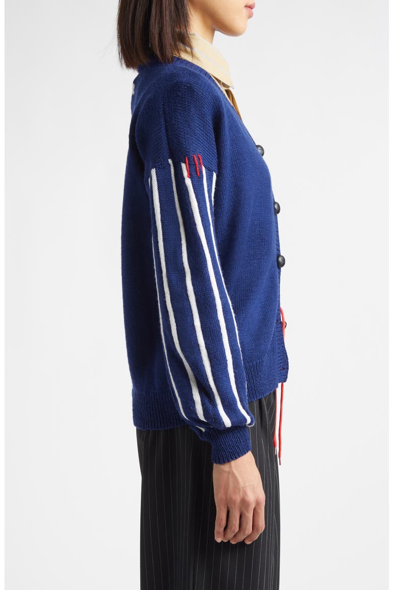 Eighth Note Hand Knit Cardigan, Alternate, color, NAVY BLUE