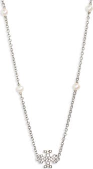 Tory Burch Delicate Kira Cultured Pearl Station Necklace