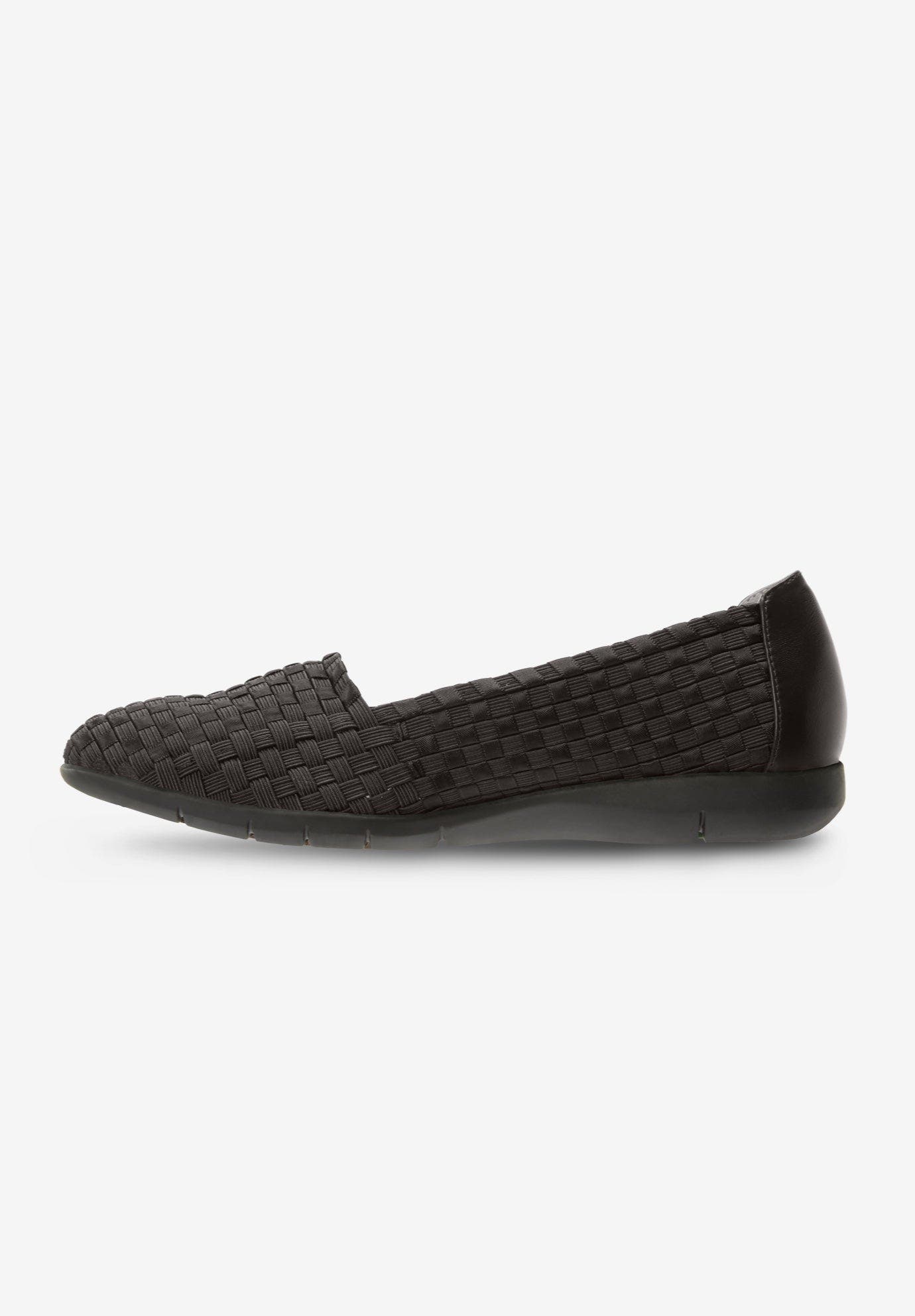 The Bethany Stretch Woven Slip On Flat, Alternate, color, BLACK