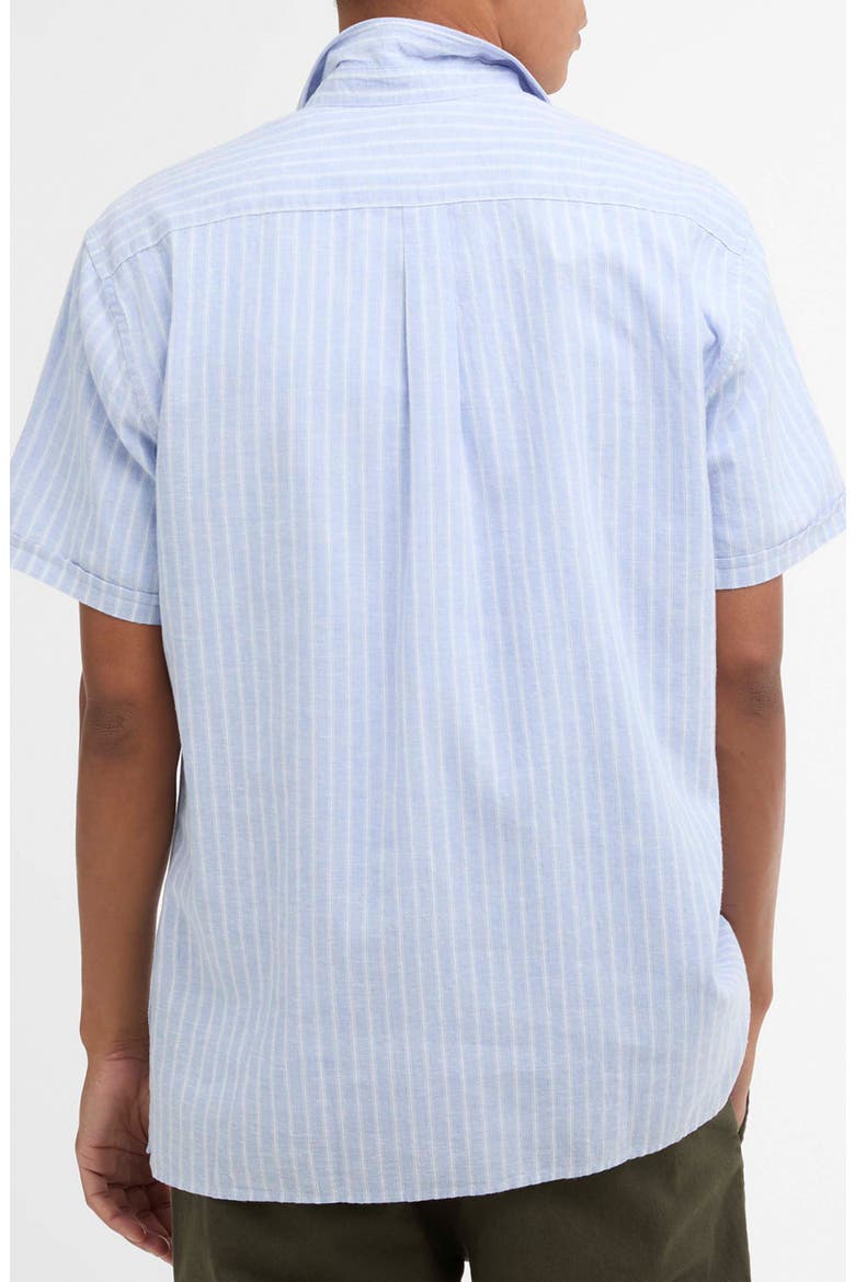Nelson Stripe Short Sleeve Linen & Cotton Button-Up Shirt, Alternate, color, BLUE