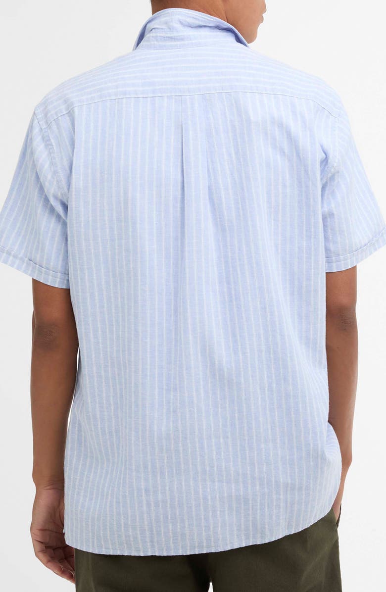 Barbour Nelson Stripe Short Sleeve Linen & Cotton Button-Up Shirt, Alternate, color, Blue
