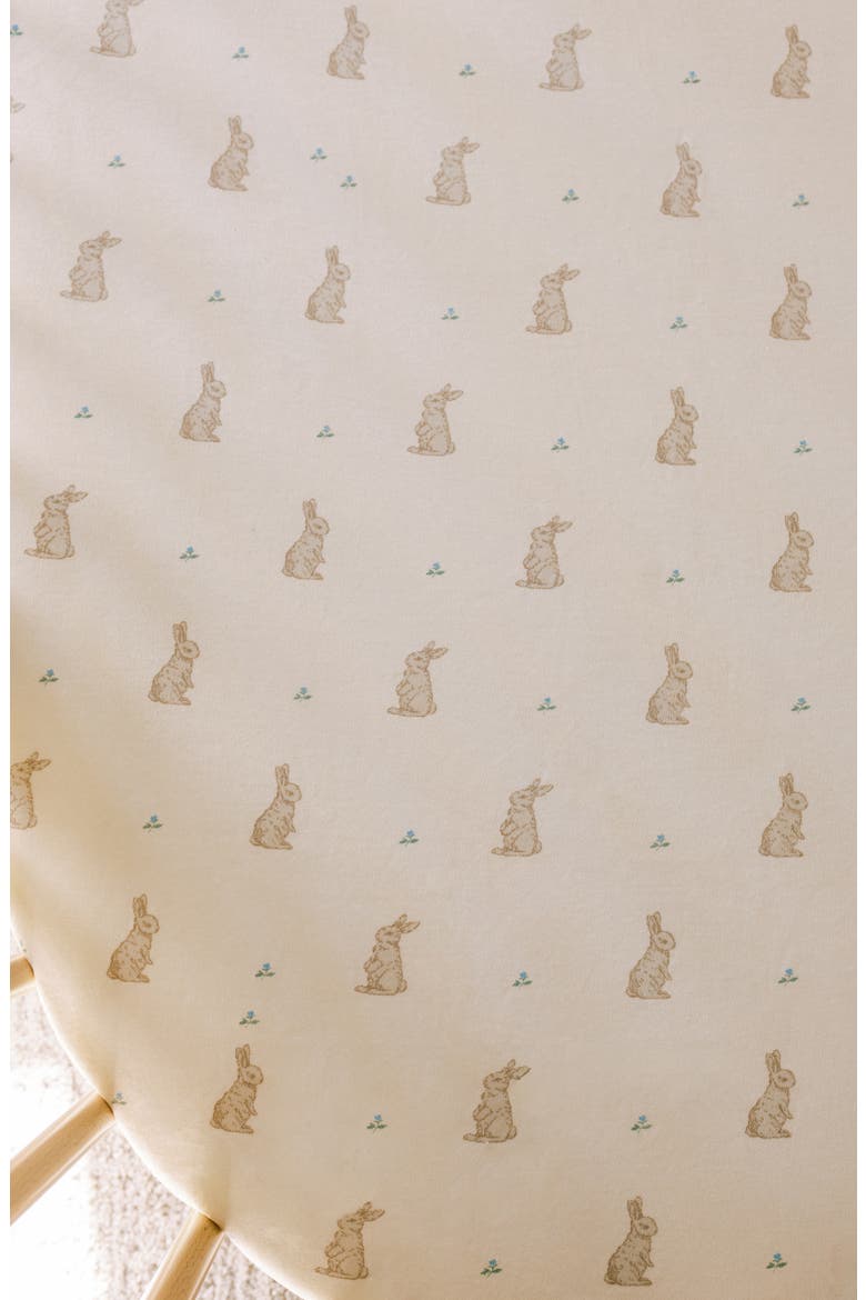 Print Organic Cotton Muslin Crib Sheet, Alternate, color, BUNNIES