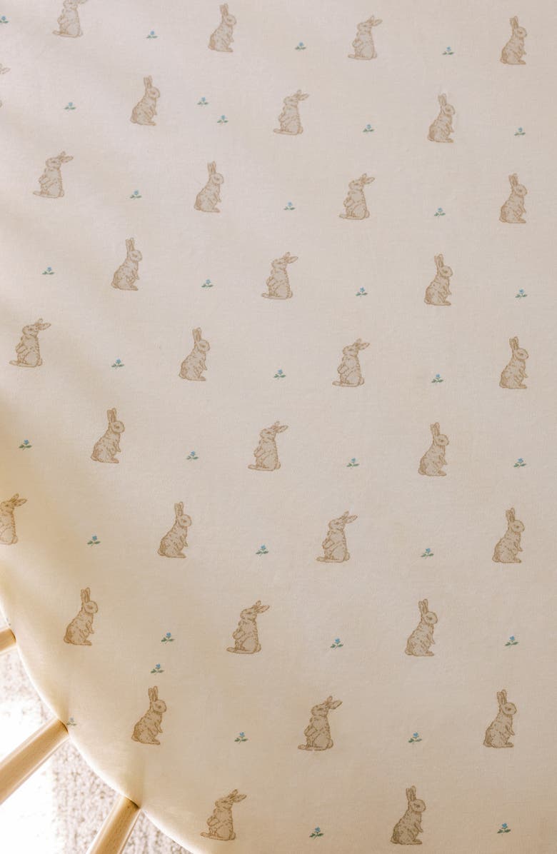 Oilo Print Organic Cotton Muslin Crib Sheet, Alternate, color, Bunnies