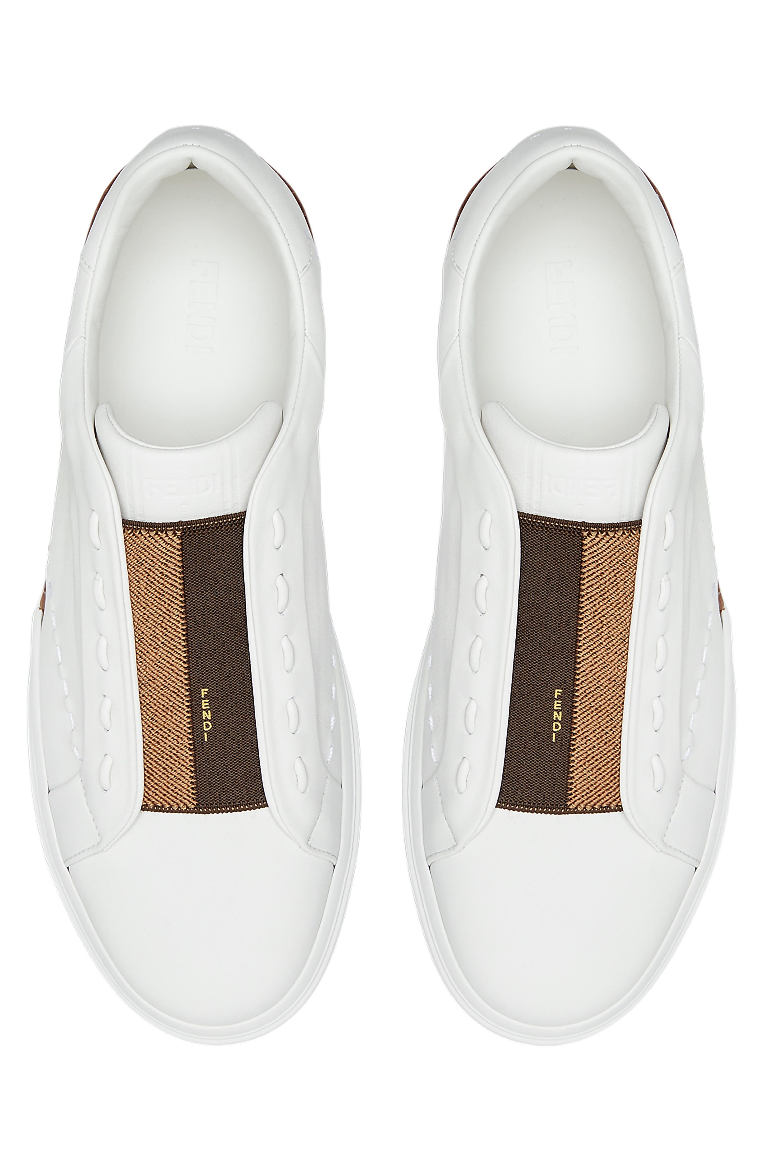 Fendi City Low Top Sneaker, Alternate, color, White/ Chocolate/ Taupe