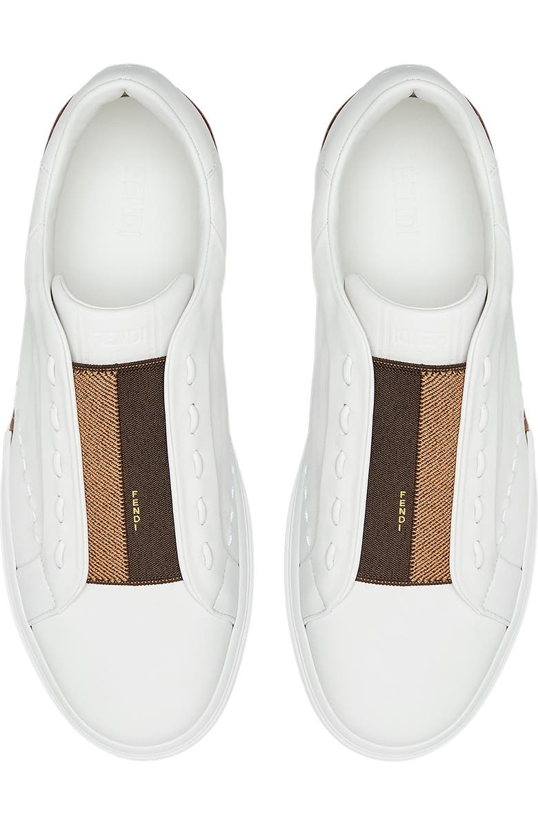 Fendi City Low Top Sneaker, Alternate, color, White/ Chocolate/ Taupe